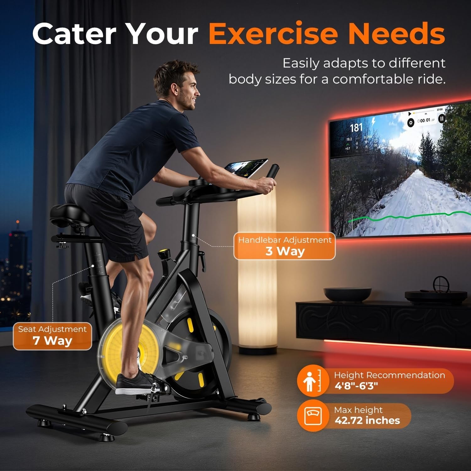 Magnetic Stationary Exercise Bike with App Support 300LBS