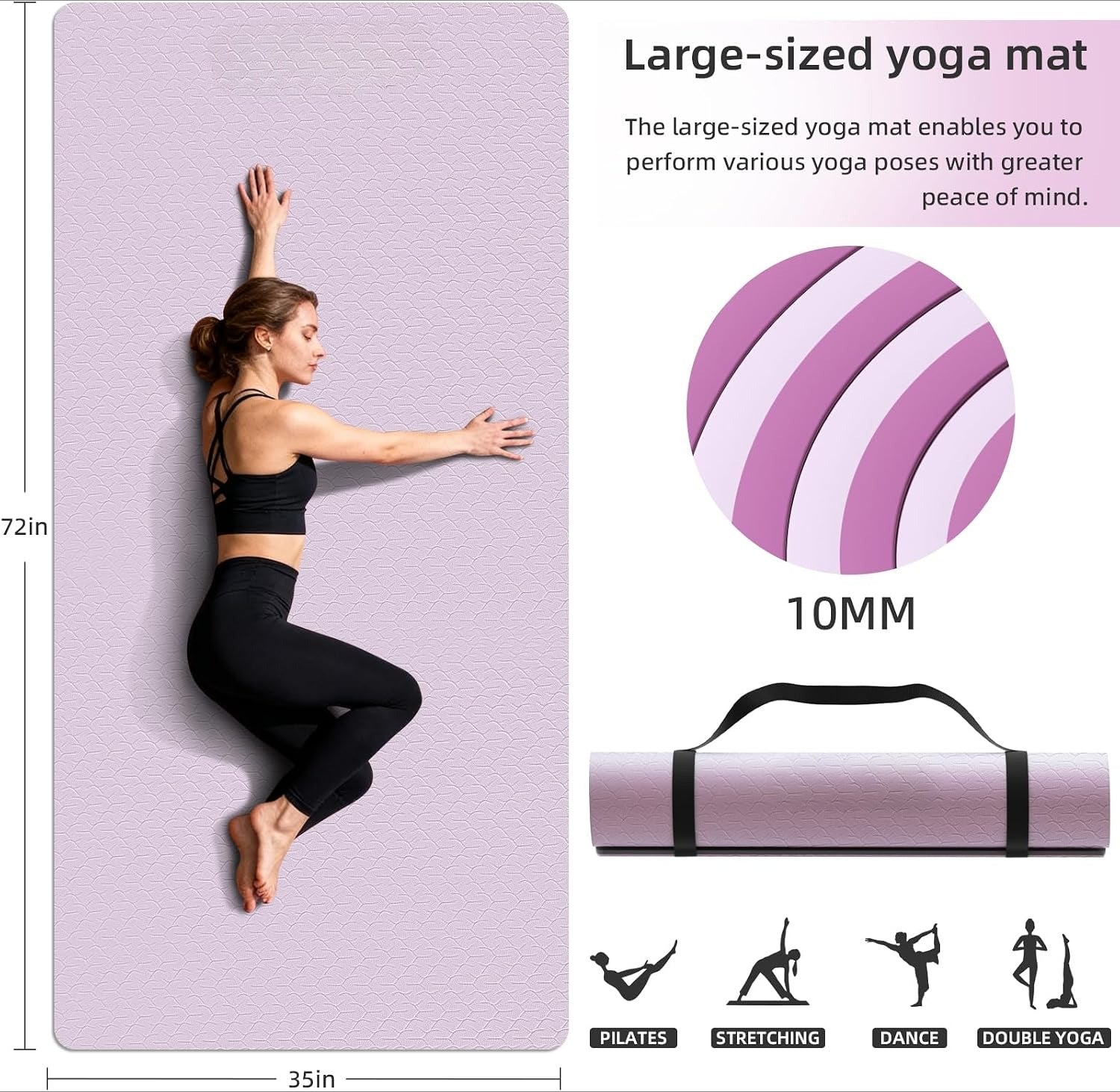 Non Slip Thick Yoga Mat with Carry Strap