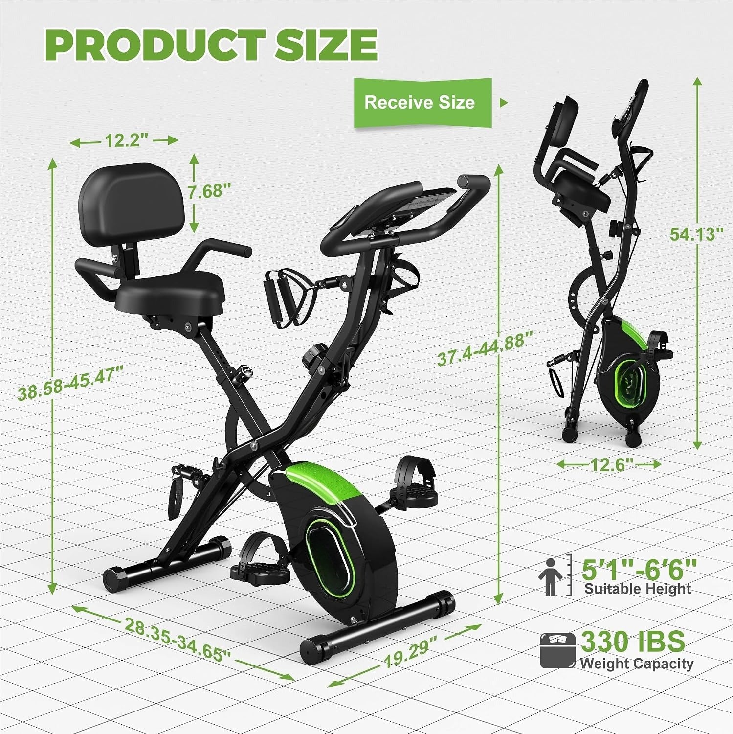 5-in-1 Folding Magnetic Exercise Bike 330LB