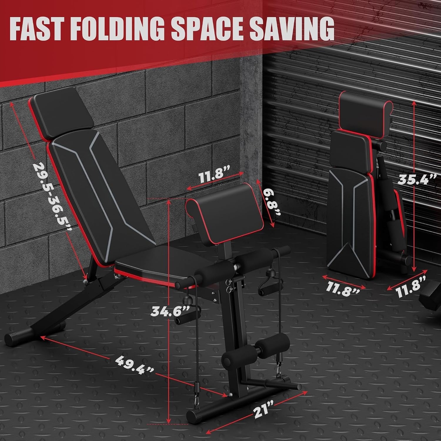 Adjustable Foldable Weight Bench with Leg Extension & Preacher Pad