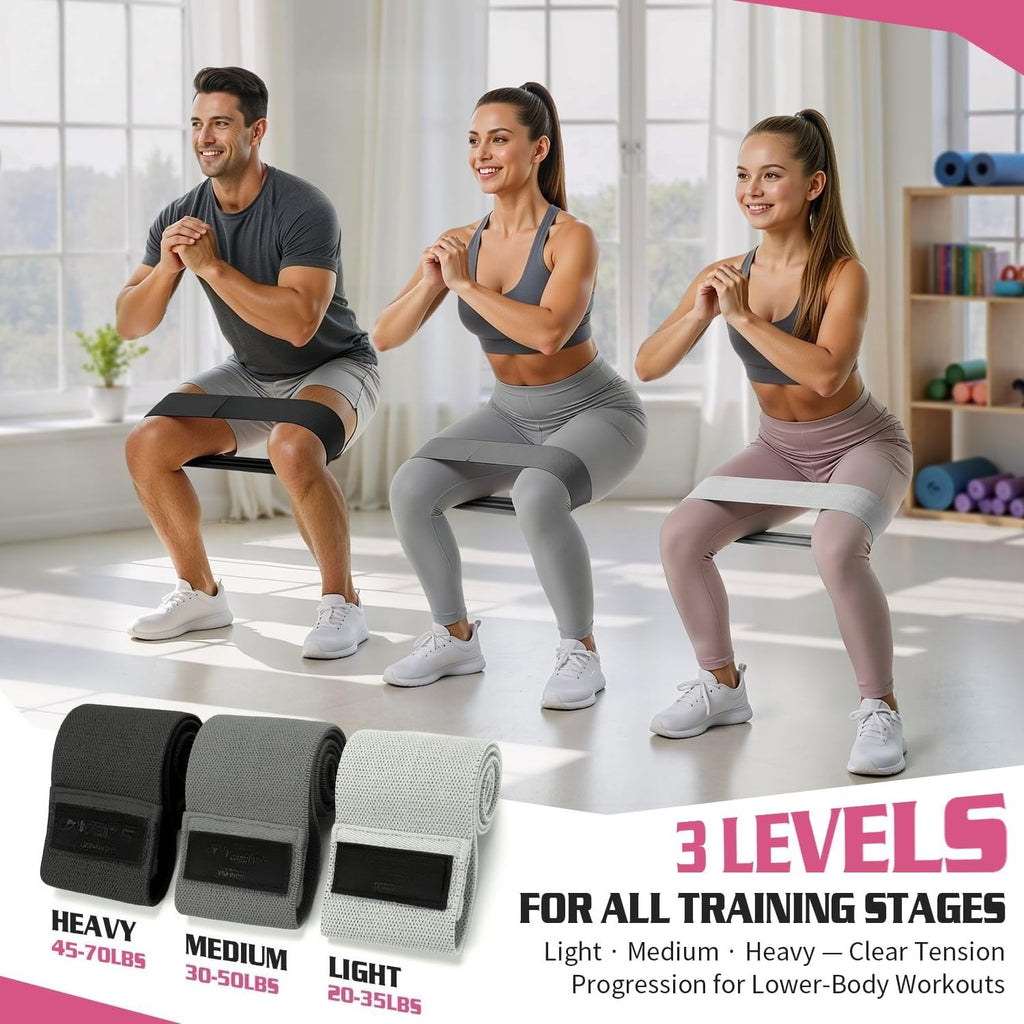 Fabric Non-Slip Booty Resistance Bands Set