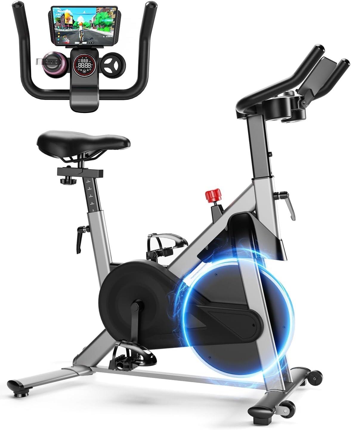 Magnetic Stationary Exercise Bike 300LBS Silver