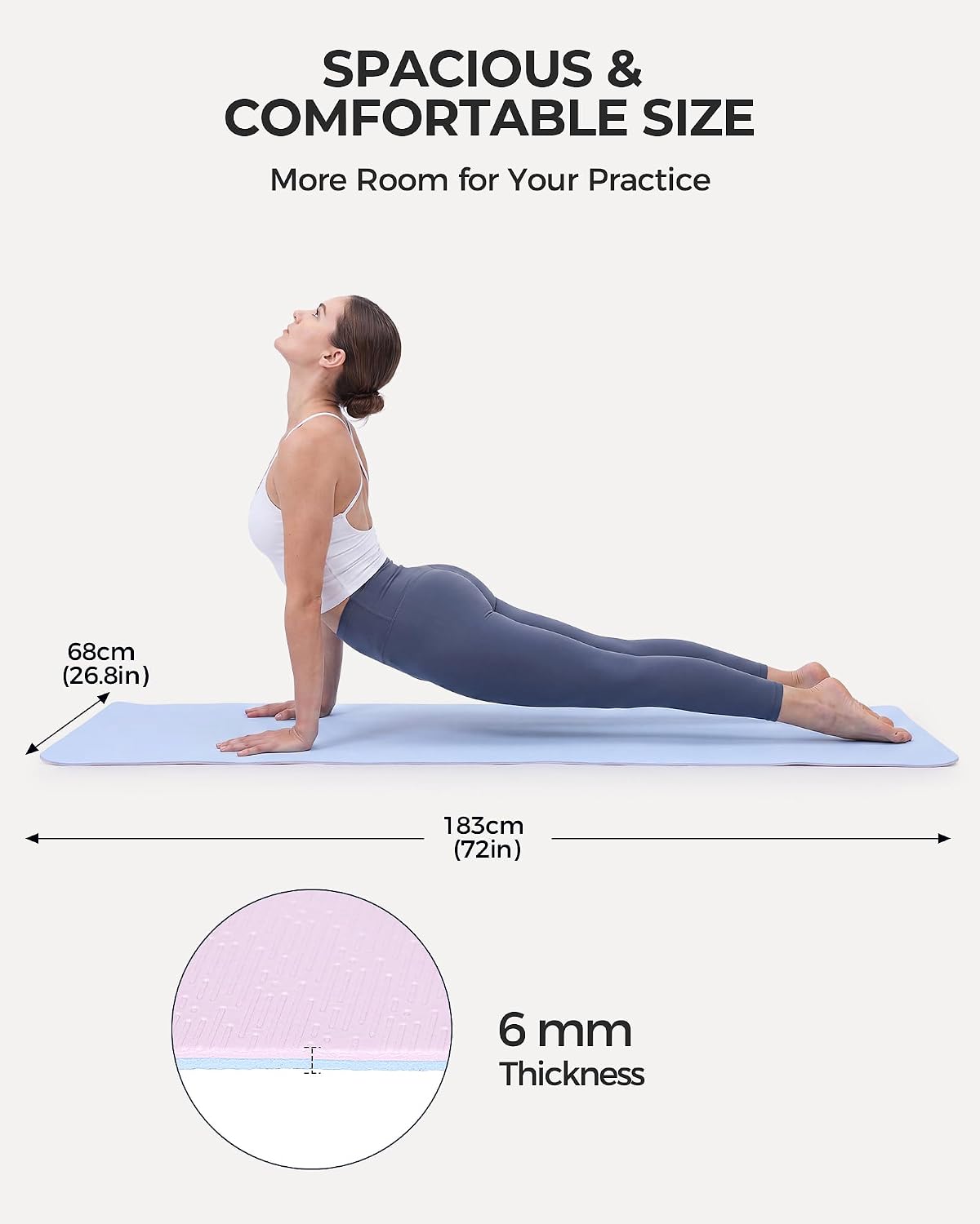 3 Pack TPE Non Slip Yoga Mats with Strap