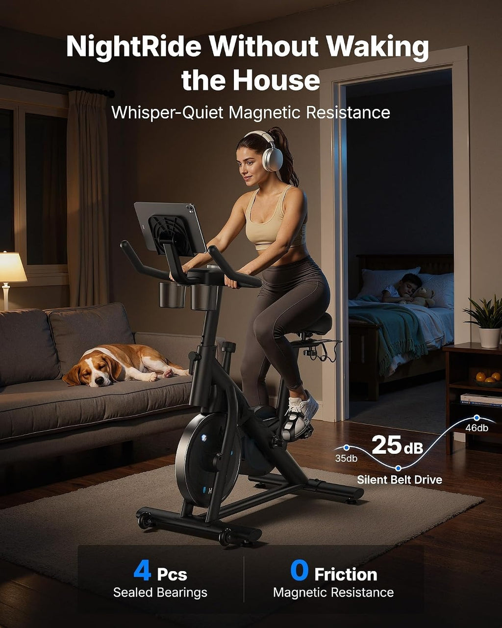 Magnetic Stationary Exercise Bike with App 300LBS