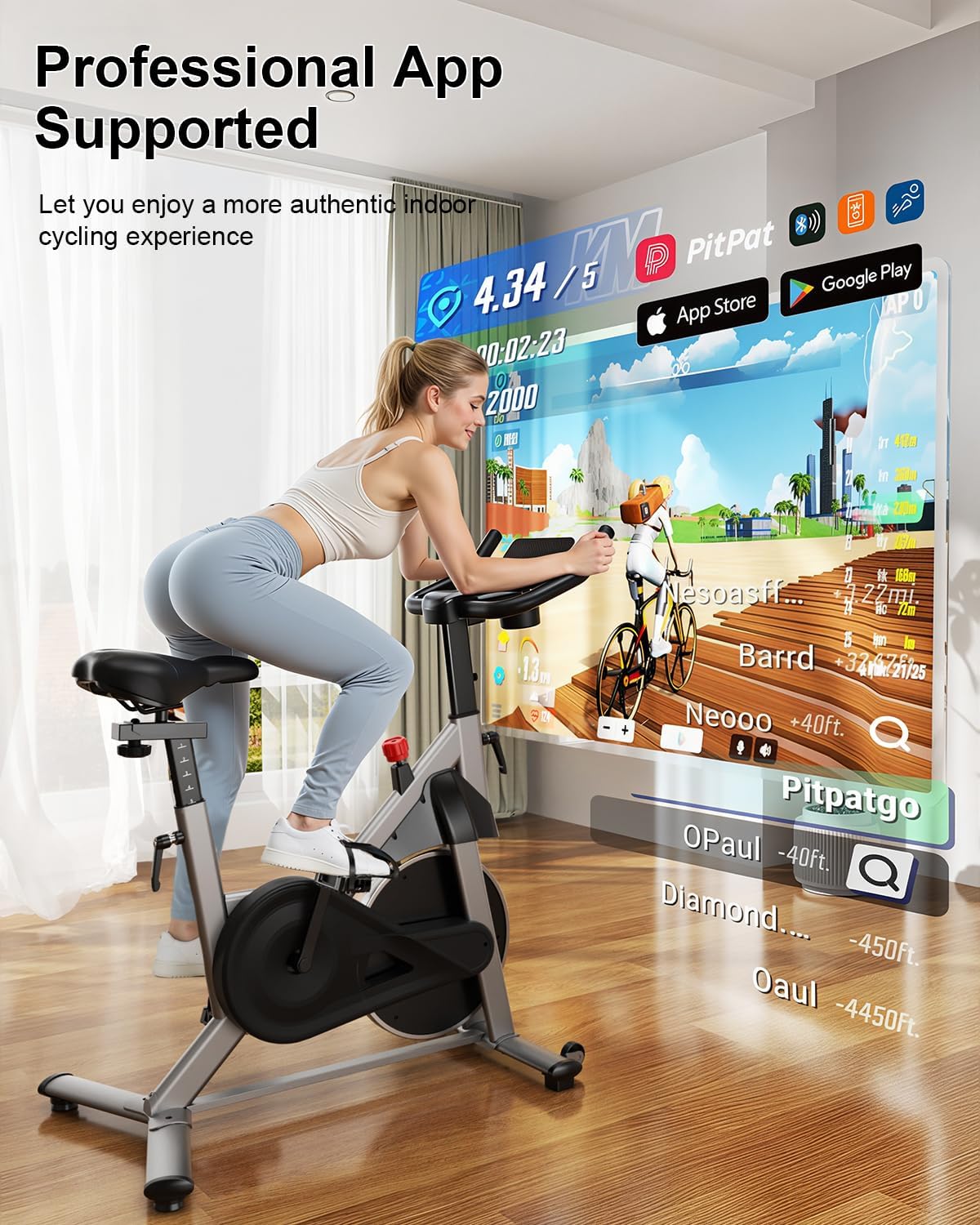 Magnetic Stationary Exercise Bike 300LBS Silver