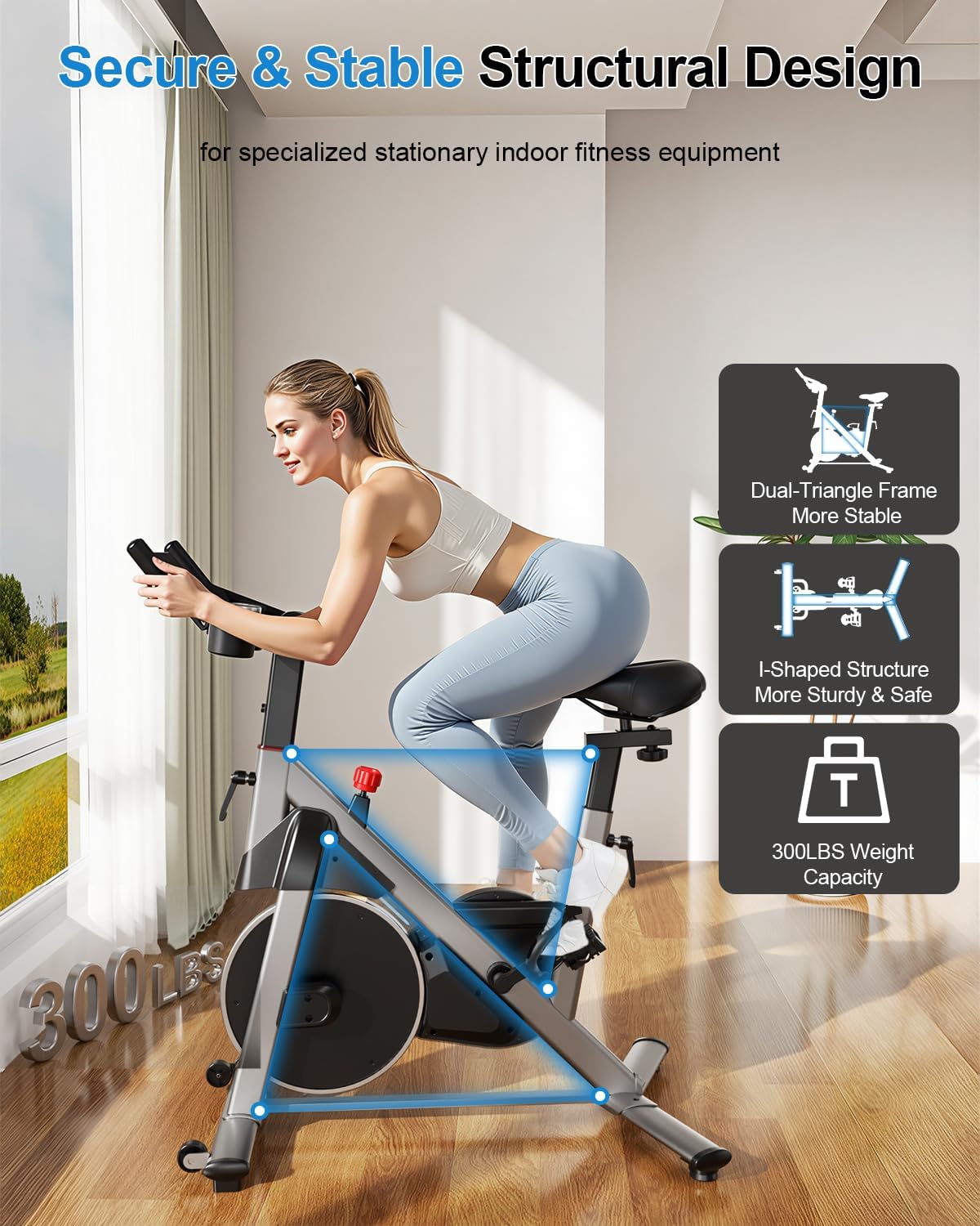 Magnetic Stationary Exercise Bike 300LBS Silver
