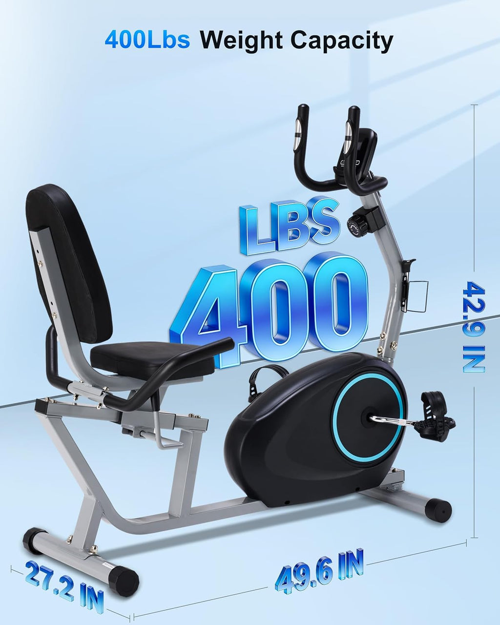 Recumbent Exercise Bike 400LBS Capacity