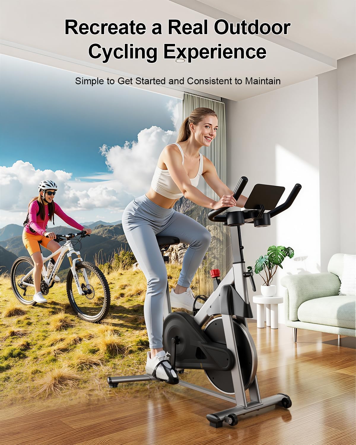 Magnetic Stationary Exercise Bike 300LBS Silver