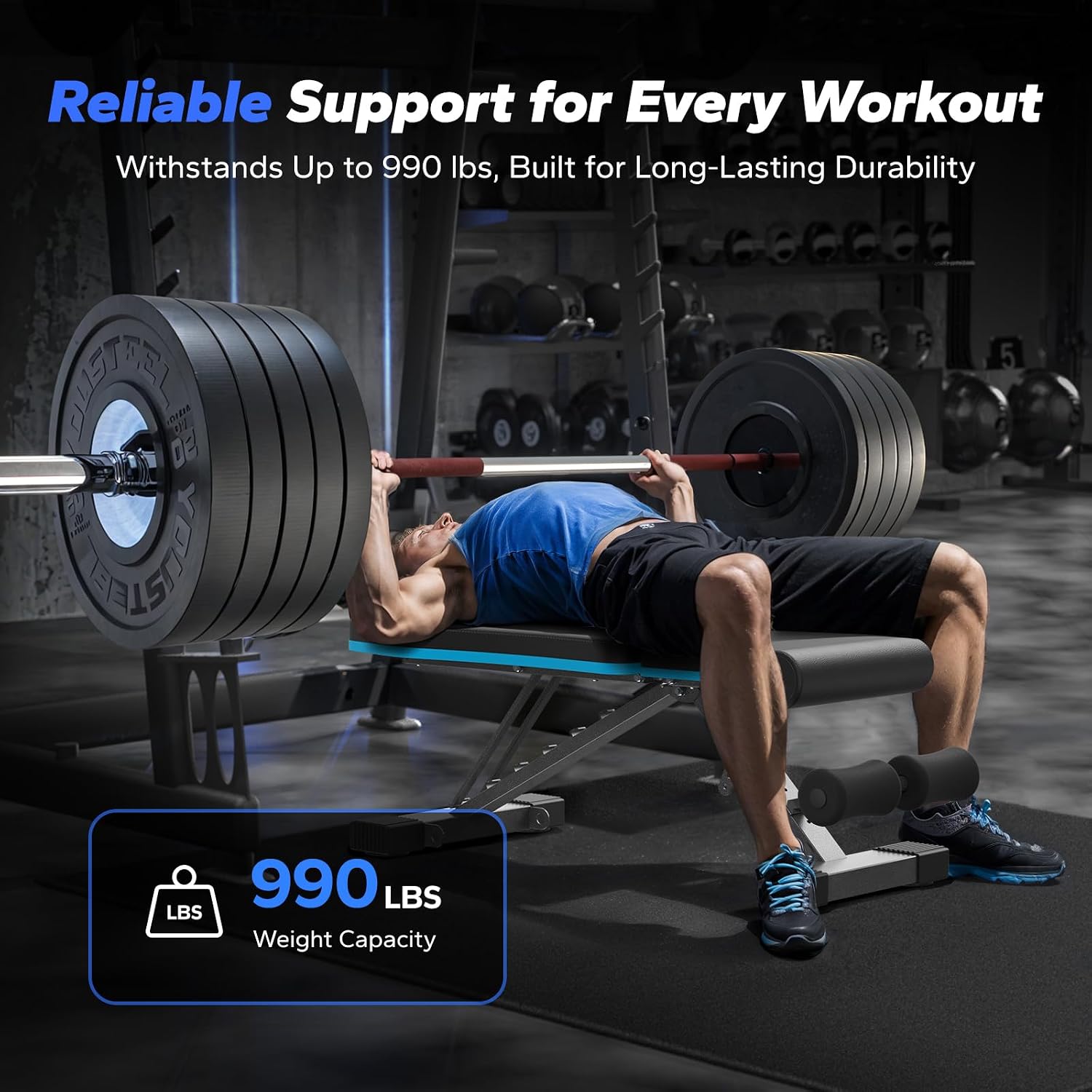 990LBS Foldable Adjustable Weight Bench