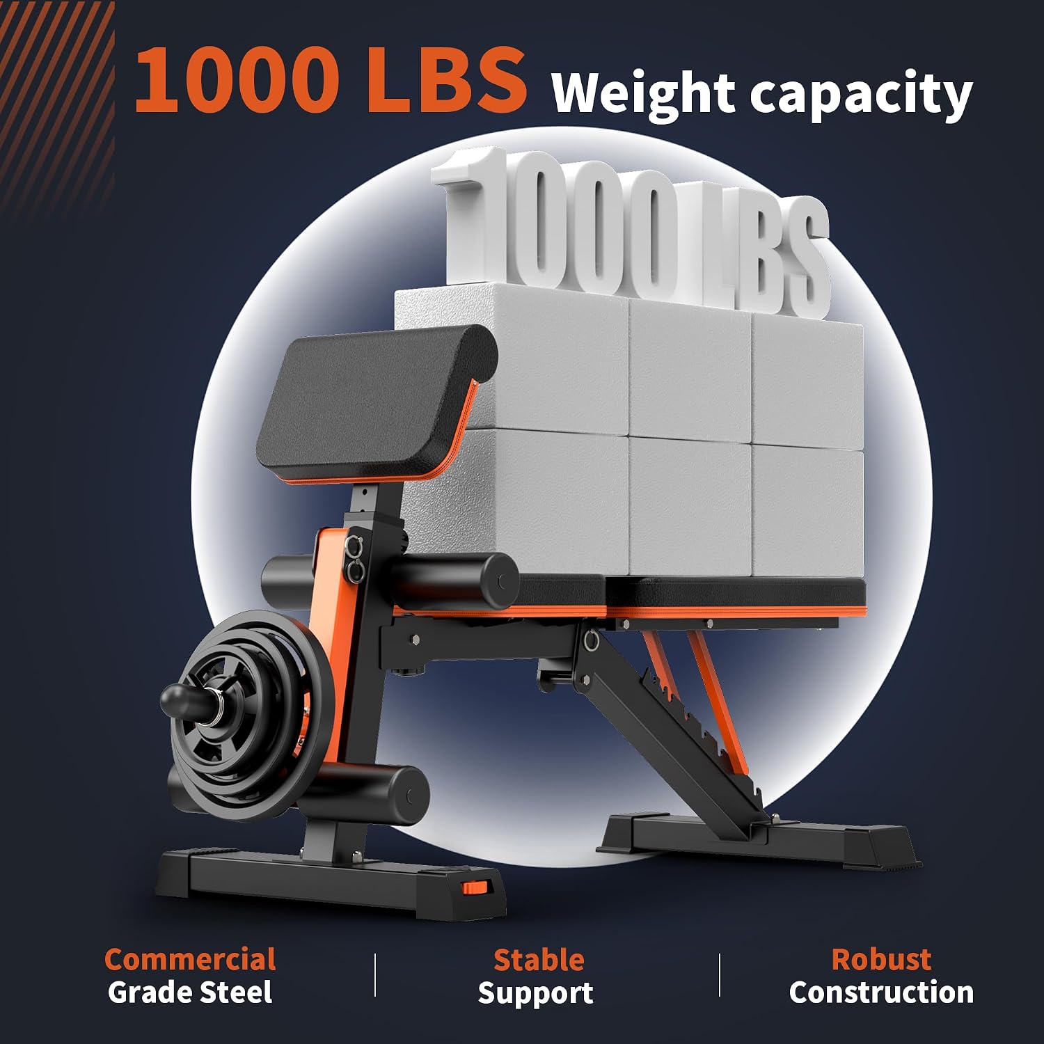 1000LBS Adjustable Foldable Weight Bench