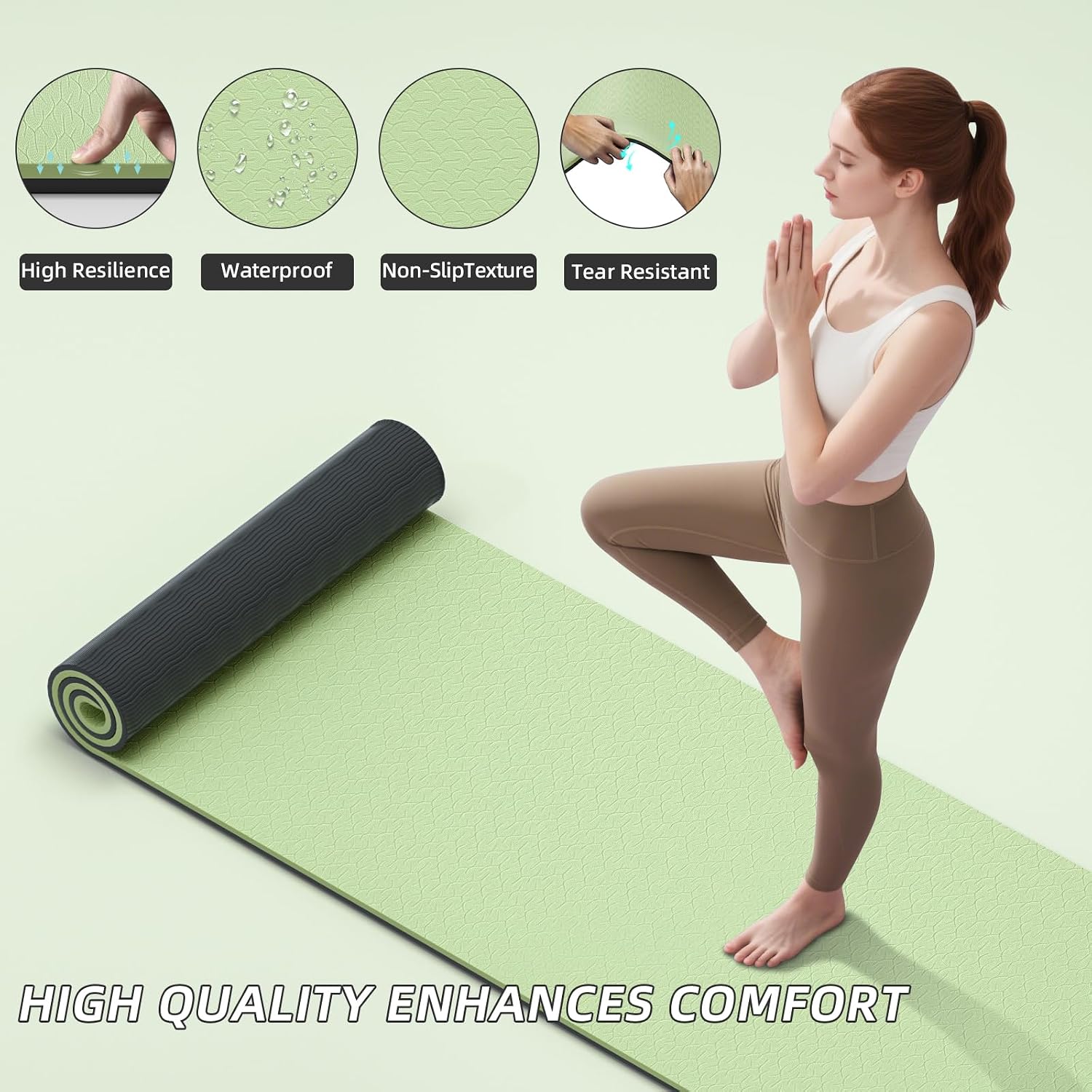 Long TPE Non Slip Extra Thick Yoga Mat