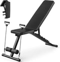600LBS Foldable Adjustable Weight Bench with Resistance Bands