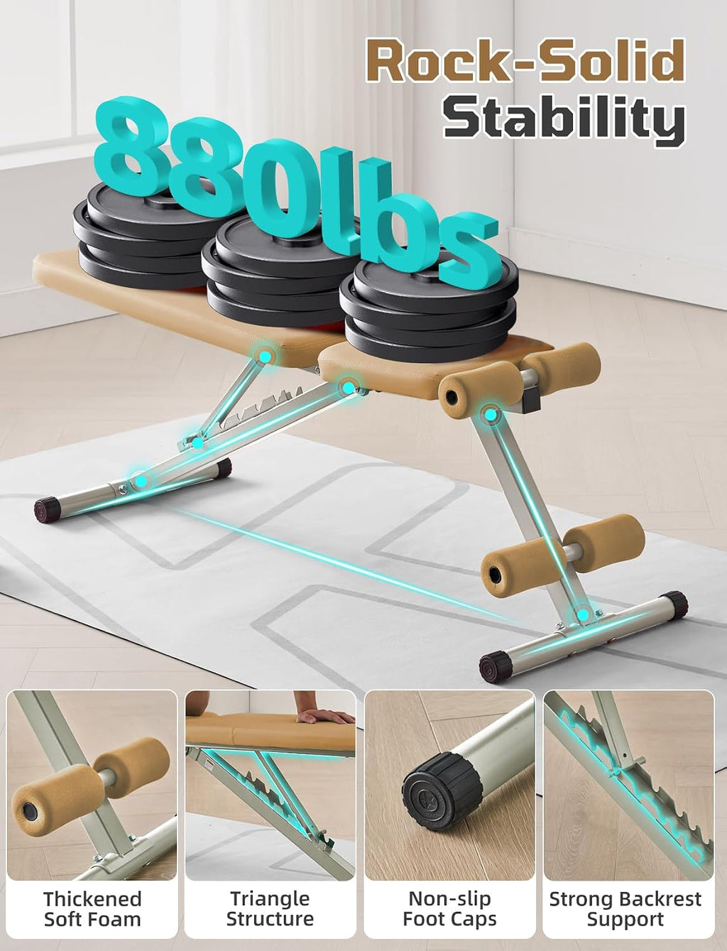 880LB Adjustable Foldable Weight Bench