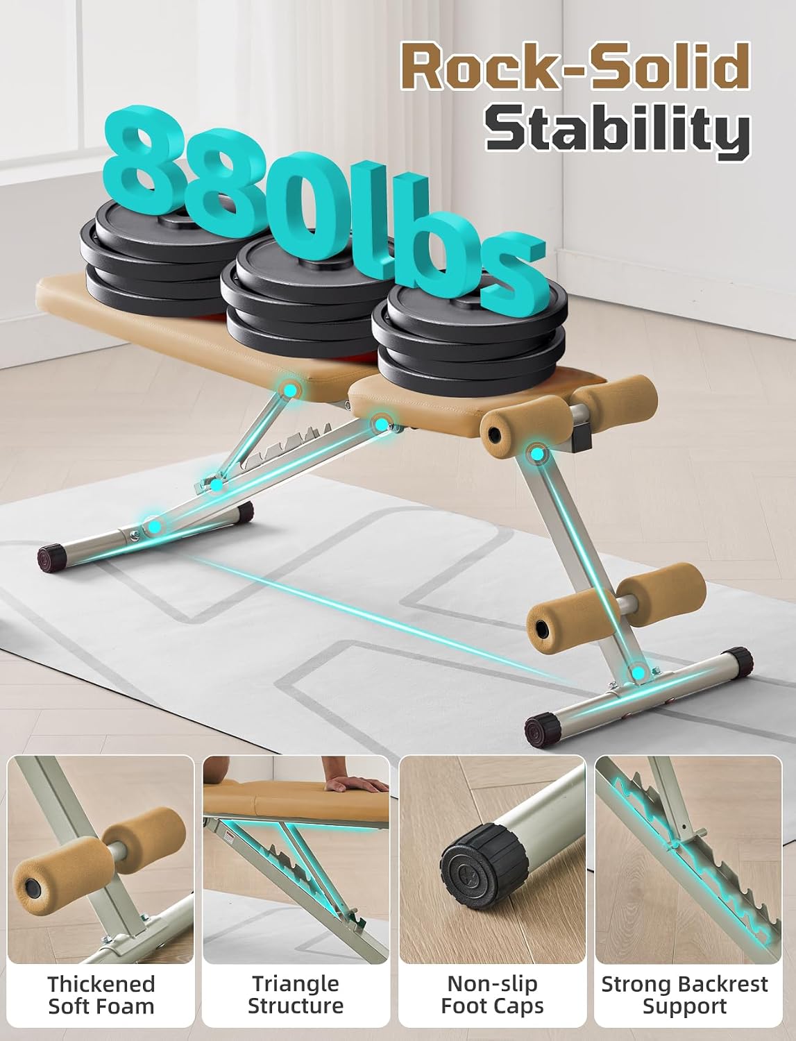 880LB Adjustable Foldable Weight Bench