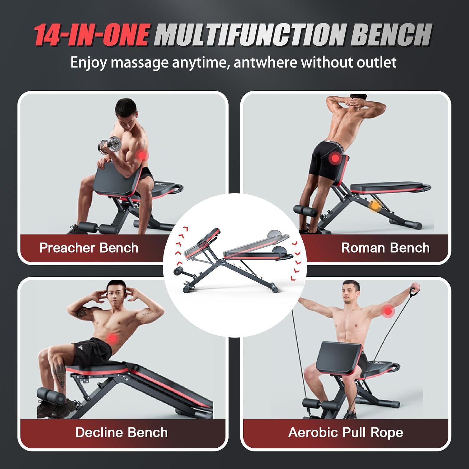 Adjustable Foldable Weight Bench with Leg Extension
