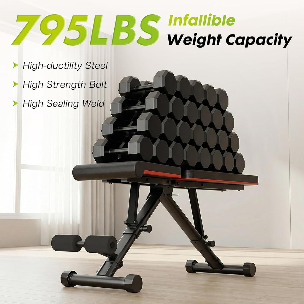 795LBS Foldable Adjustable Weight Bench