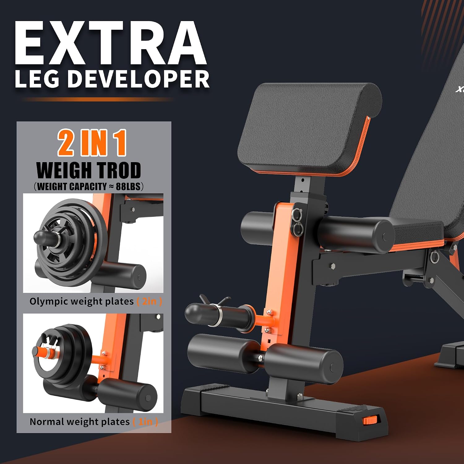 1000LBS Adjustable Foldable Weight Bench