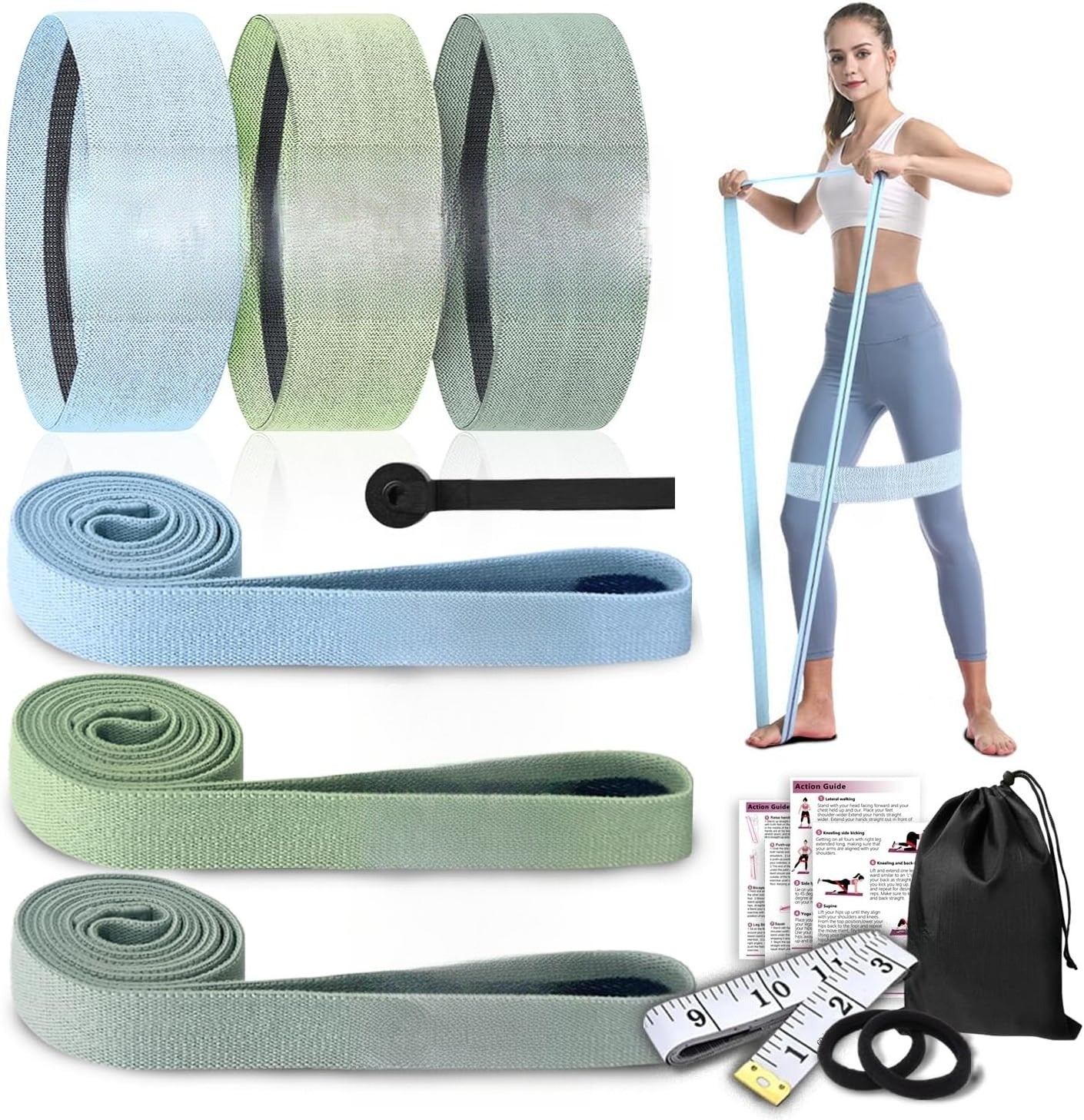 9PCS Fabric Non-Slip Booty Bands Set