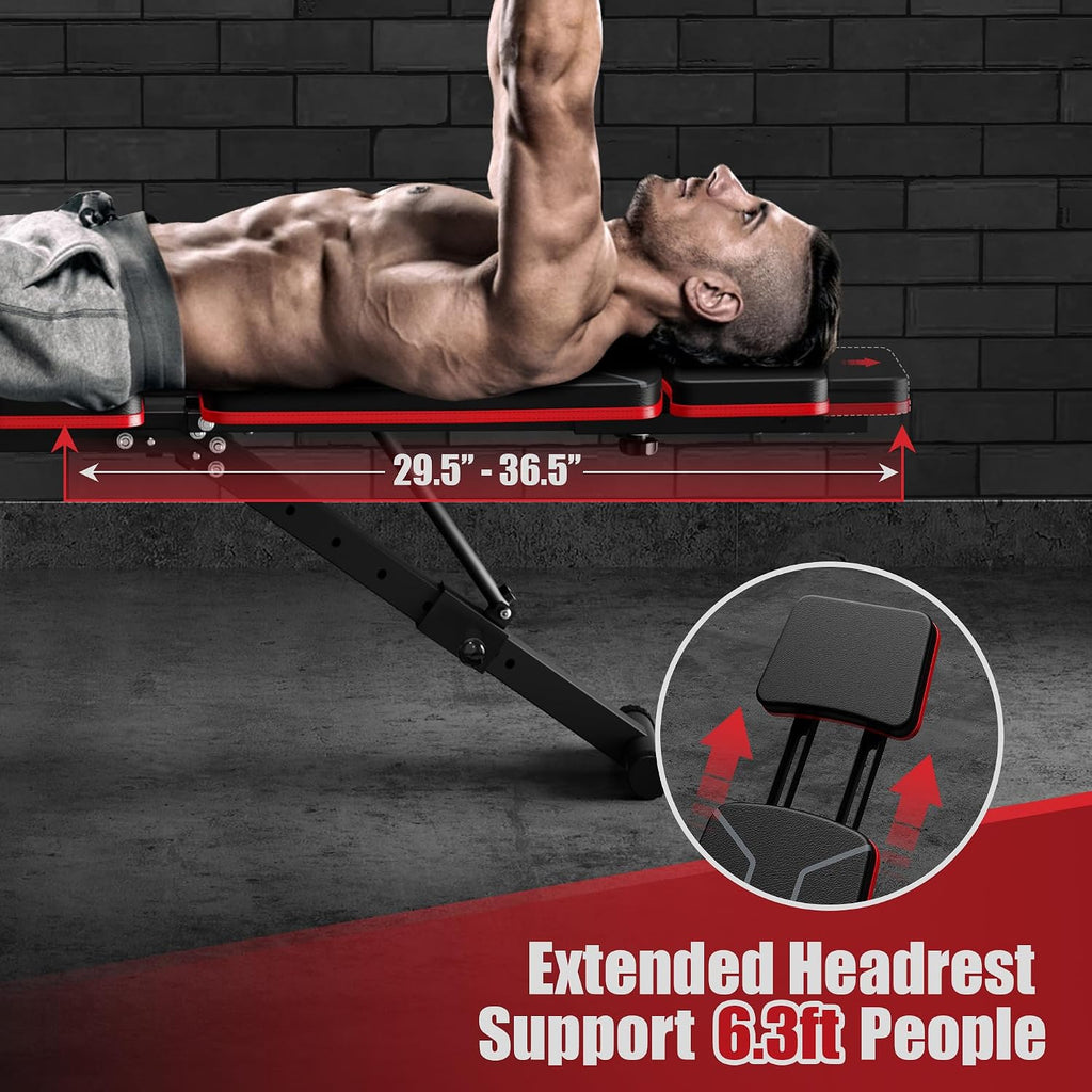 Adjustable Foldable Weight Bench with Leg Extension & Preacher Pad