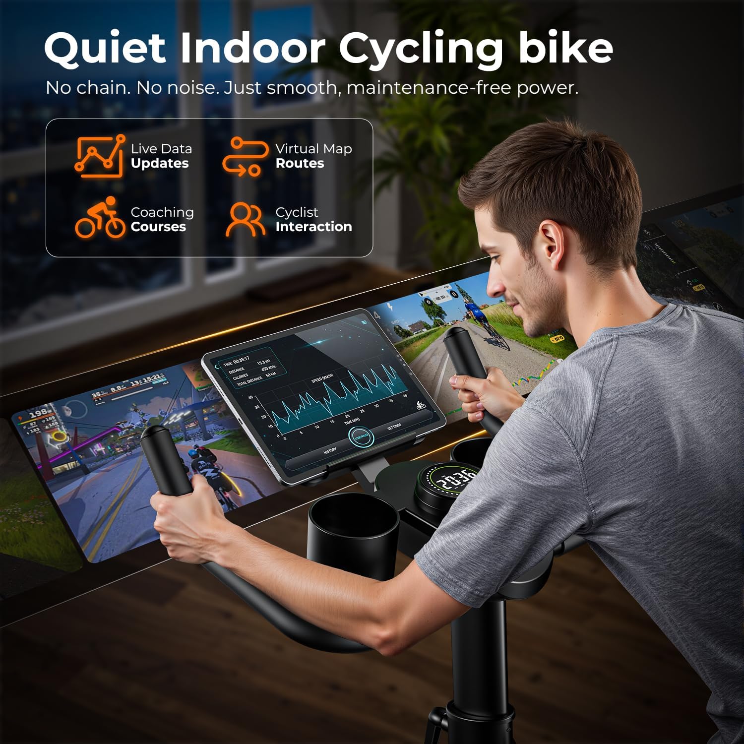 Magnetic Stationary Exercise Bike with App Support 300LBS
