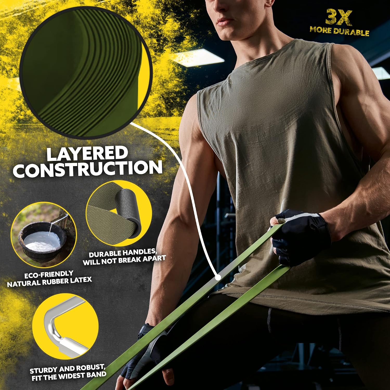 Latex Pull Up Assistance Resistance Bands Set