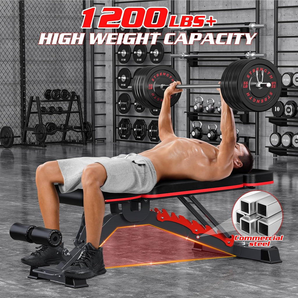 1200LBS Adjustable Weight Bench Press with Extra Headrest