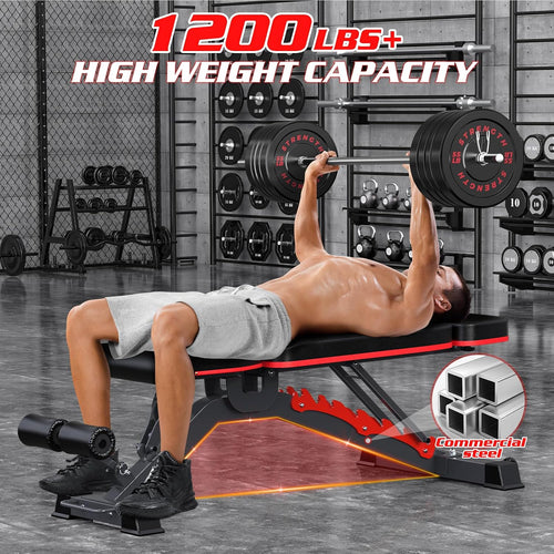 1200LBS Adjustable Weight Bench Press with Extra Headrest