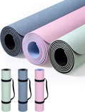 3 Pack TPE Non Slip Yoga Mats with Strap