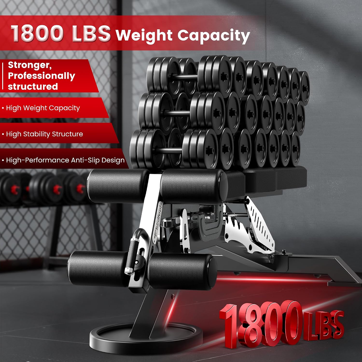 1800LBS Heavy Duty Adjustable Weight Bench with Leg Holder