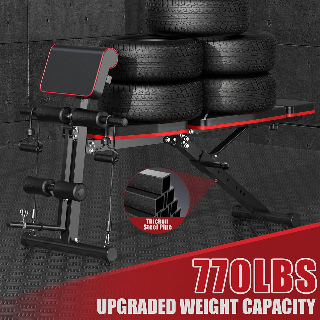 Adjustable Foldable Weight Bench with Leg Extension & Preacher Pad