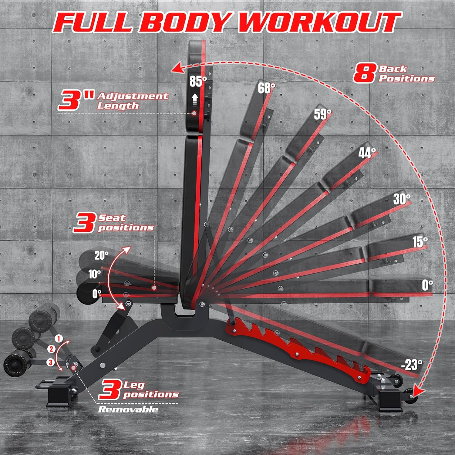 1200LBS Adjustable Weight Bench Press with Extra Headrest