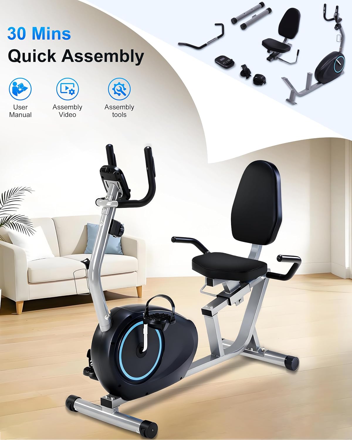 Recumbent Exercise Bike 400LBS Capacity