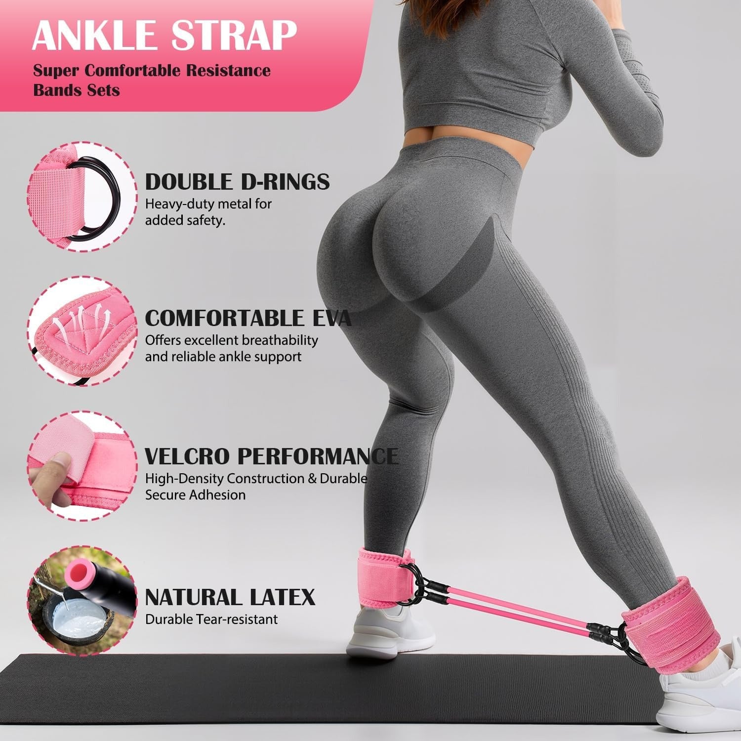 Fabric Cuffed Workout Resistance Bands Set