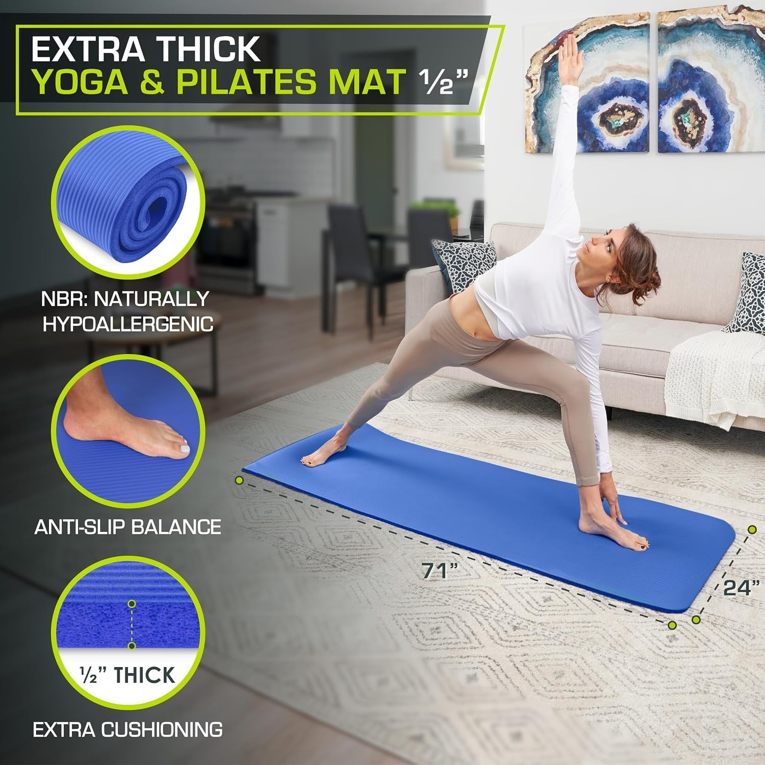 Extra Thick Yoga Mat with Carry Strap
