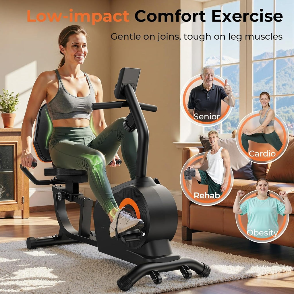 Magnetic Recumbent Exercise Bike 350LB Capacity