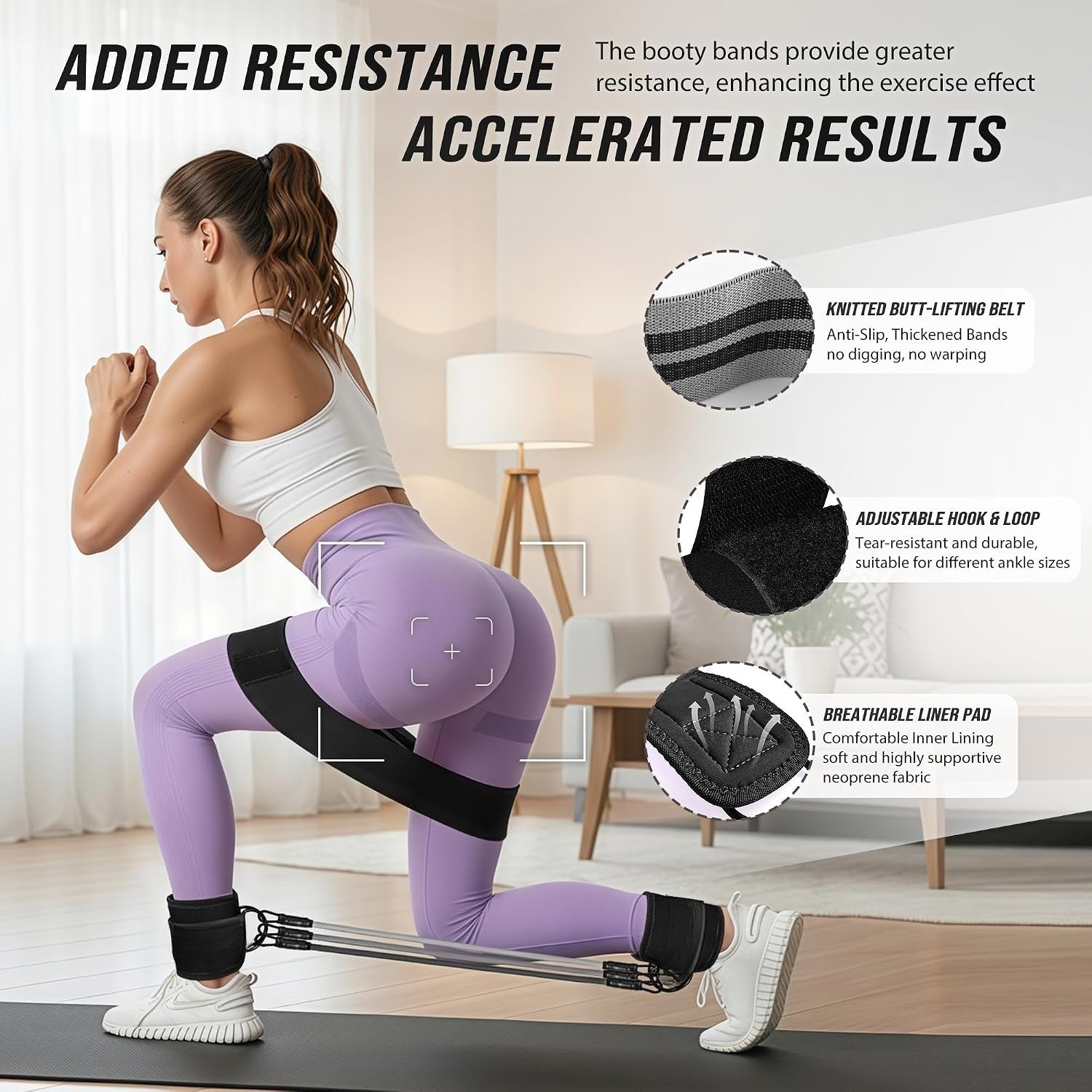 Fabric Ankle Booty Resistance Bands Set