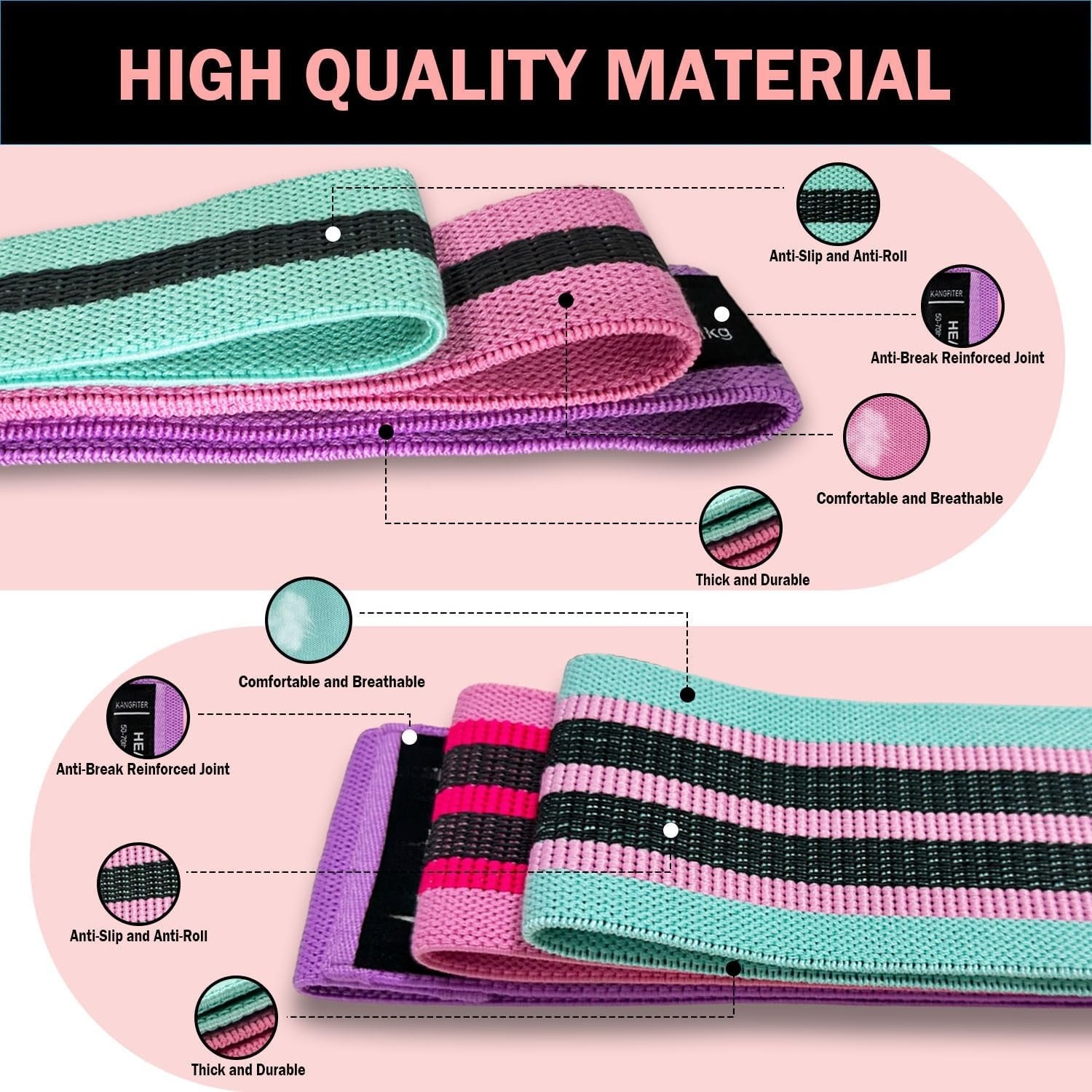 Fabric Long & Short Resistance Bands Set