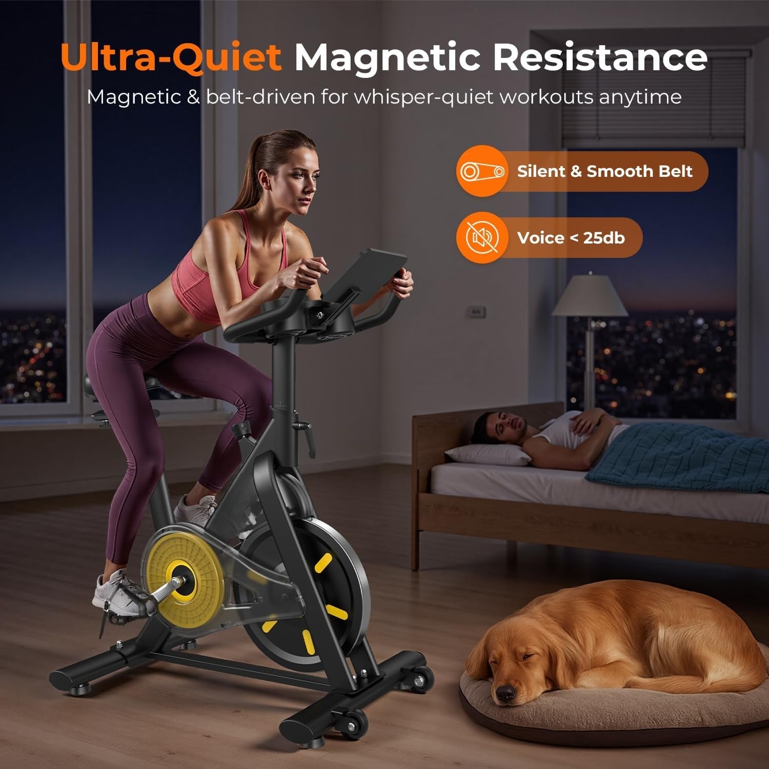 Magnetic Stationary Exercise Bike with App Support 300LBS