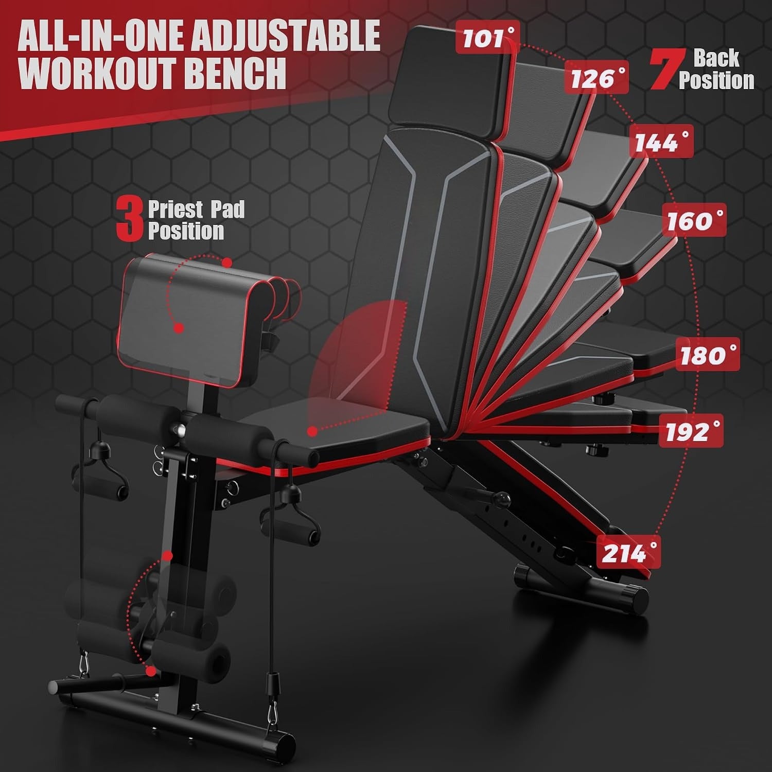 Adjustable Foldable Weight Bench with Leg Extension & Preacher Pad