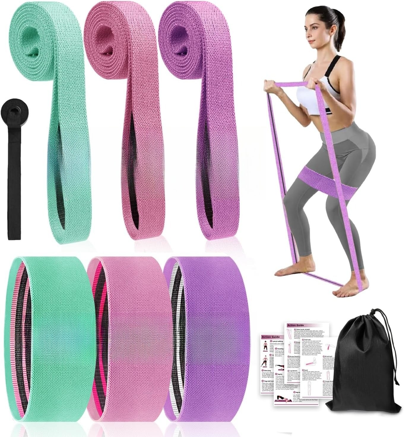 Fabric Long & Short Resistance Bands Set