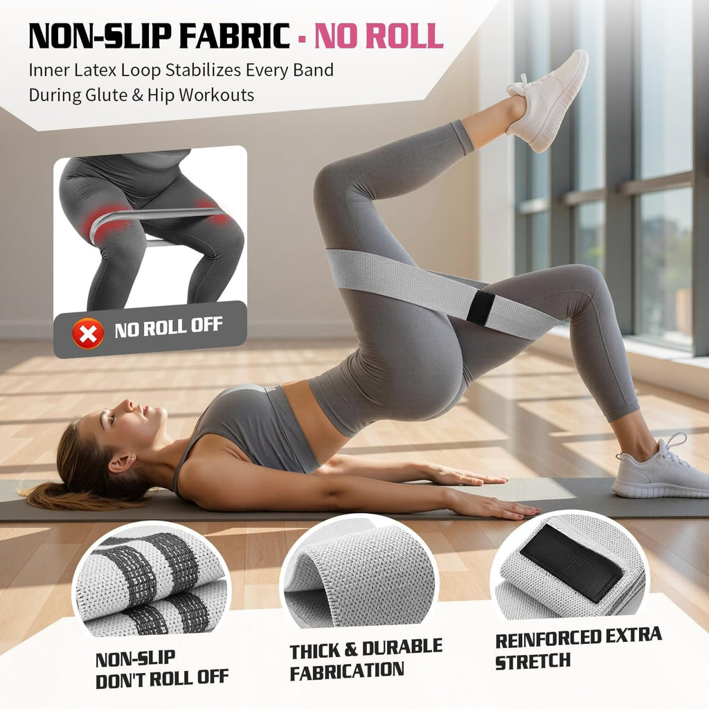 Fabric Non-Slip Booty Resistance Bands Set